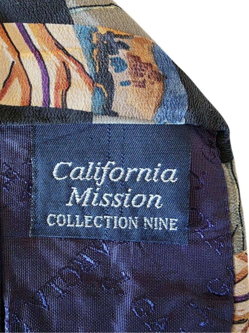 J. Garcia Silk Tie California Mission Collection Nine Stonehenge USA Vintage - Picture 8 of 13